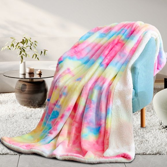 Double Sided High Quality Fluffy Soft Warm Blanket Rainbow